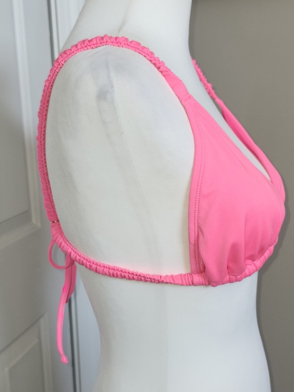 Wild Fable Hot Pink Ruched Padded String Bikini Top, Large - Picture 2 of 3